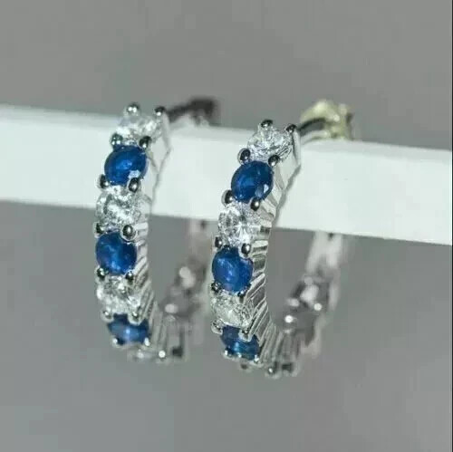 2Ct Round-Cut Lab Created Huggie Hoop Earrings 14k White Gold Plated