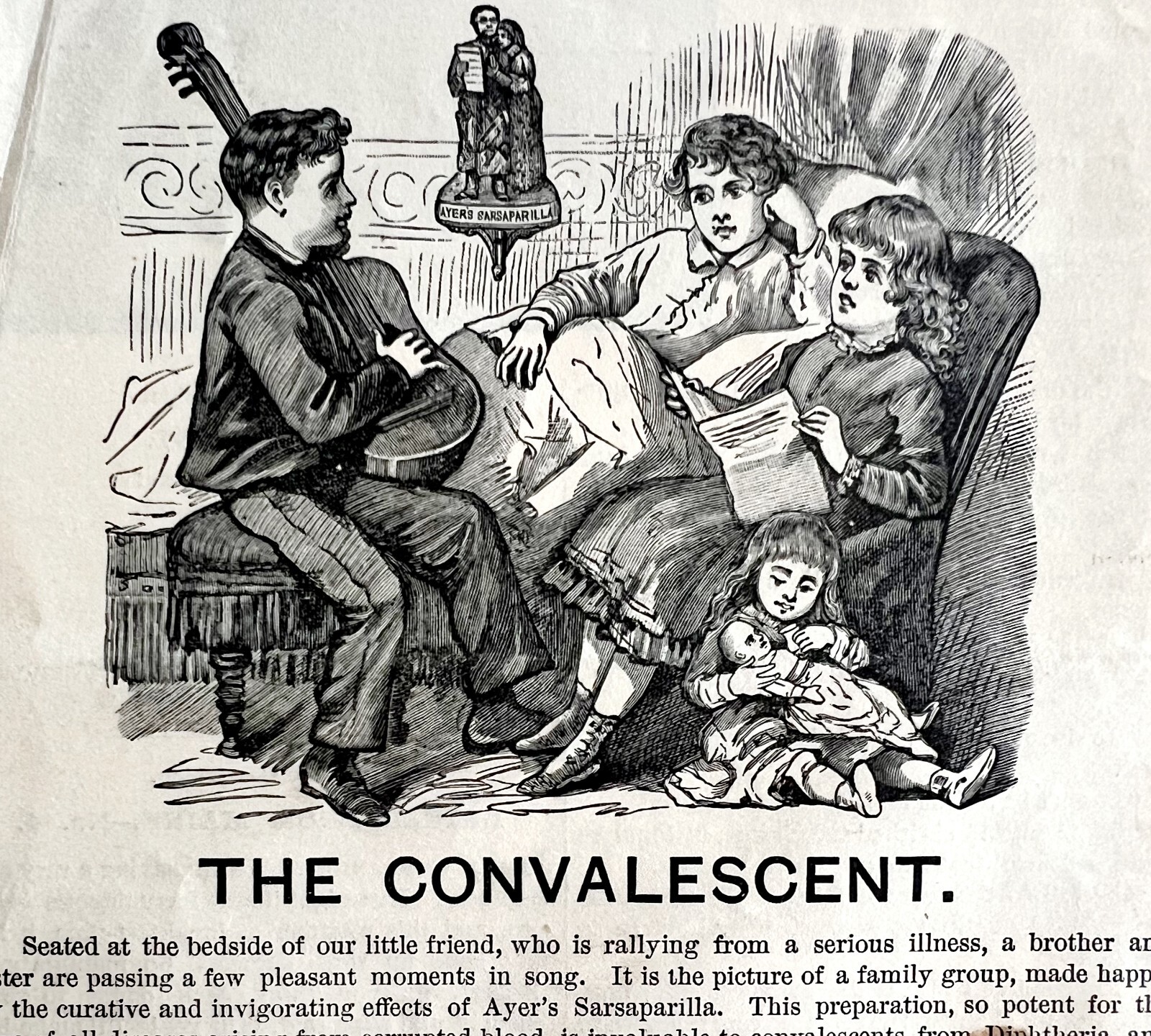 Ayers Sarsaparilla Convalescent 1885 Advertisement Victorian Quack Guitar DWKK9