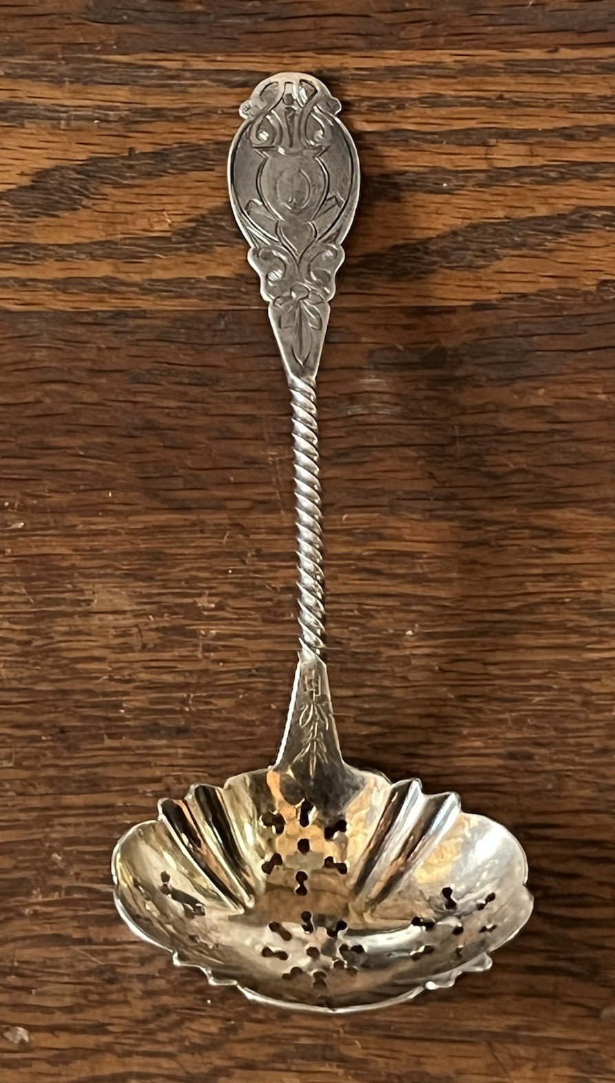 American Coin Silver Pierced Ladle Sugar Sifter Hotchkiss & Schreuder 1841-1855