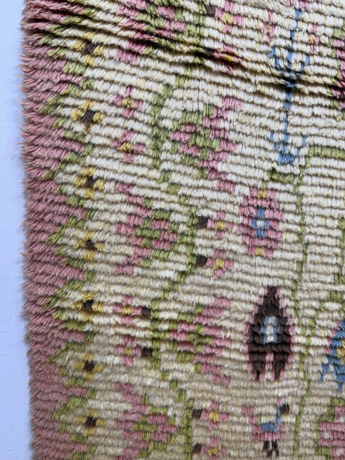 Vintage Fabulous Hand Knotted Dated Swedish Scandinavian Rya Shag Wool RugCarpet