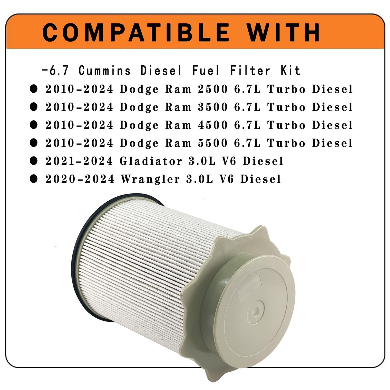 68157291AA Fuel Filter Replacement for 2010 Dodge Ram 6.7L Cummins & 2011-202…