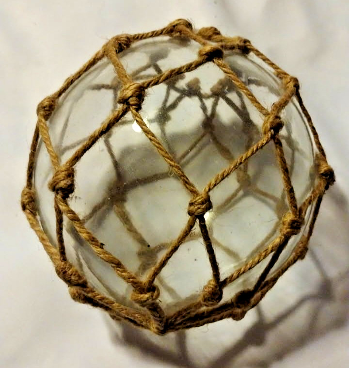6″ Hand Blown Clear Glass Fish Net Float Buoy Reproduction Nautical Decor B2