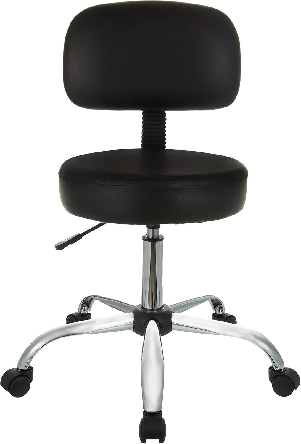 Multi-Purpose Spa Bar Stool with Chrome Base and Wheels – Elegant Black Design