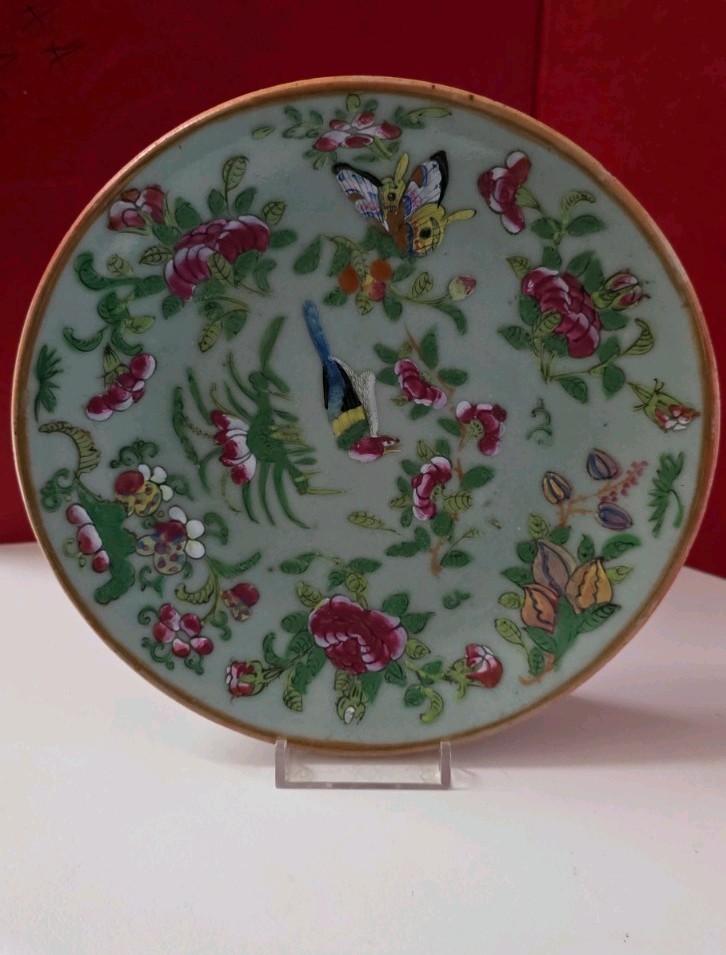 CHINESE FAMILE ROSE PLATE. 19TH CENTURY. EXOTIC BIRDS AND ENAMELLED FLOWERS