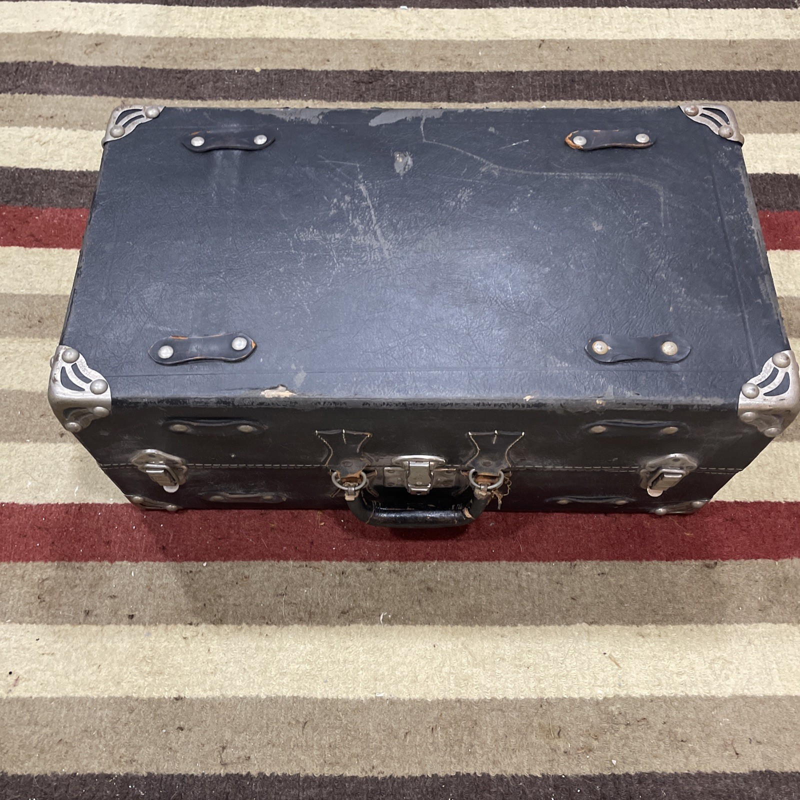 Shwayder Steampunk Antique Suitcase Travel Train Chest Black Leather 11x25x14
