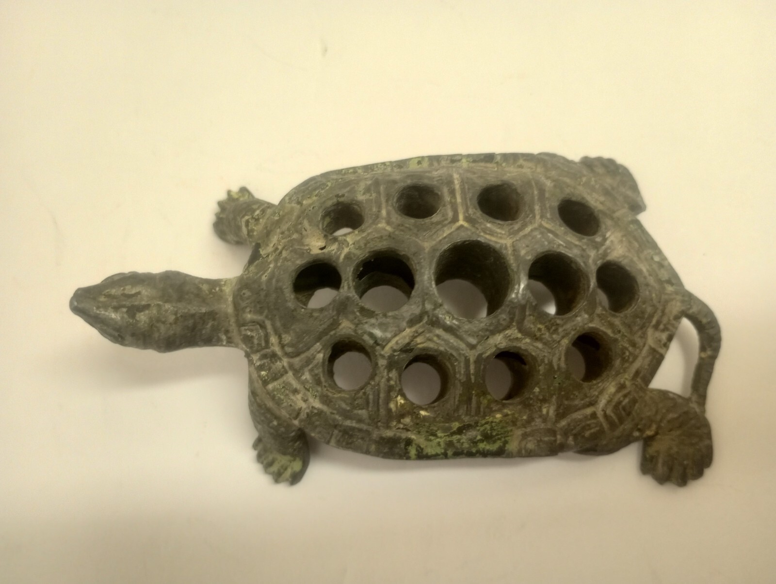 Meiji Period Ikebana Cast Metal Turtle Figurine 4.5″ Long Some Original Paint