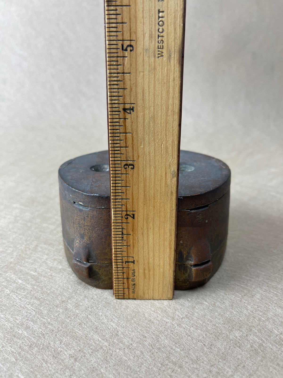 Antique Brass or Bronze 3-Part Industrial Mold No. 12 Heavy Foundry Tool 3.5 lb