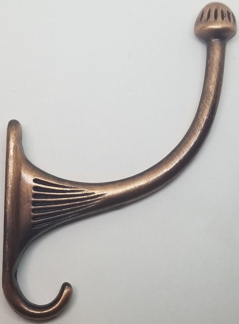 Single ANTIQUE COPPER costumer coat hook hall tree hat rack wall vintage old NEW