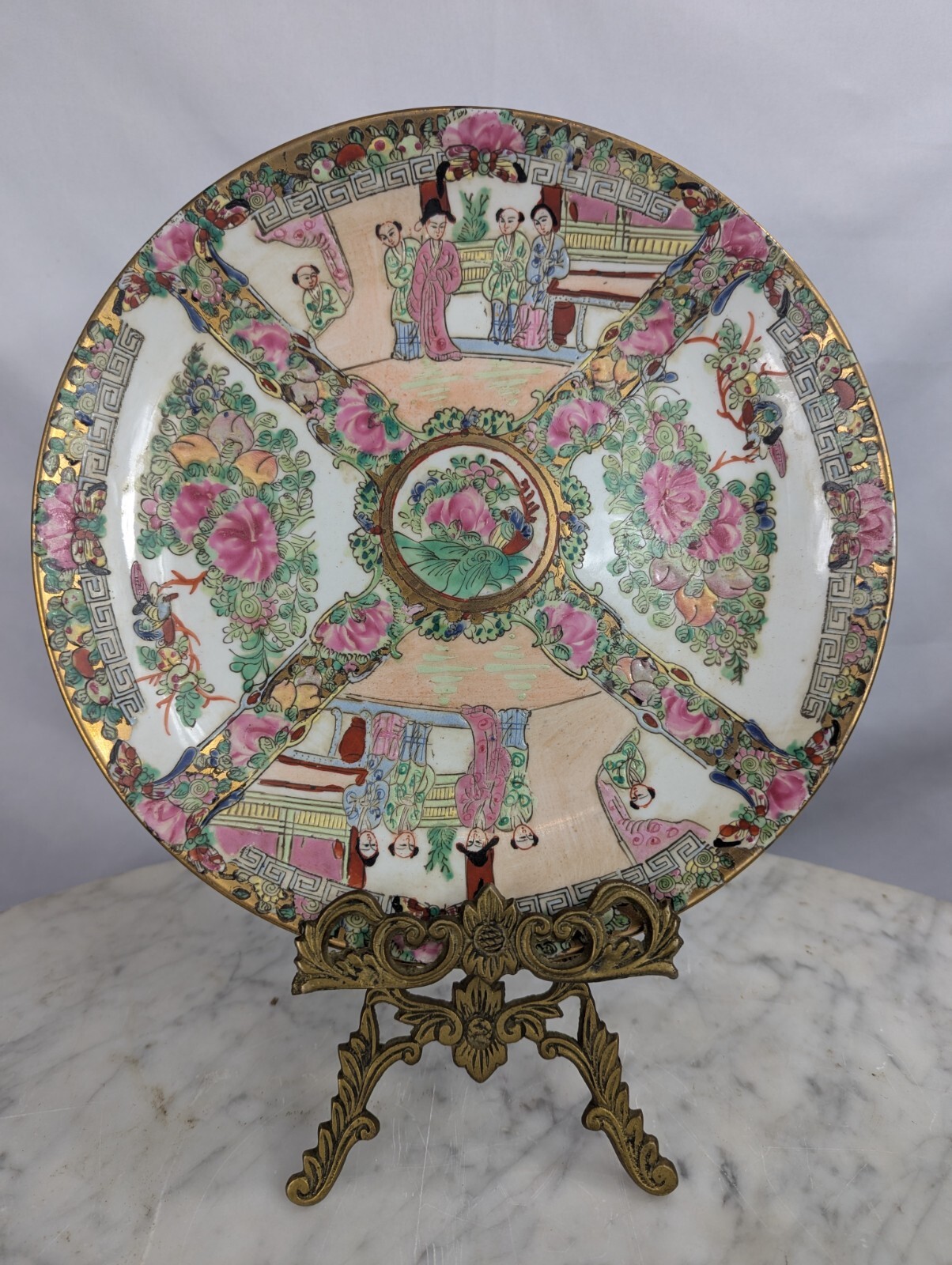 Antique Chinese Famille Rose Qing Dynasty Porcelain China Plate Unmarked 5B