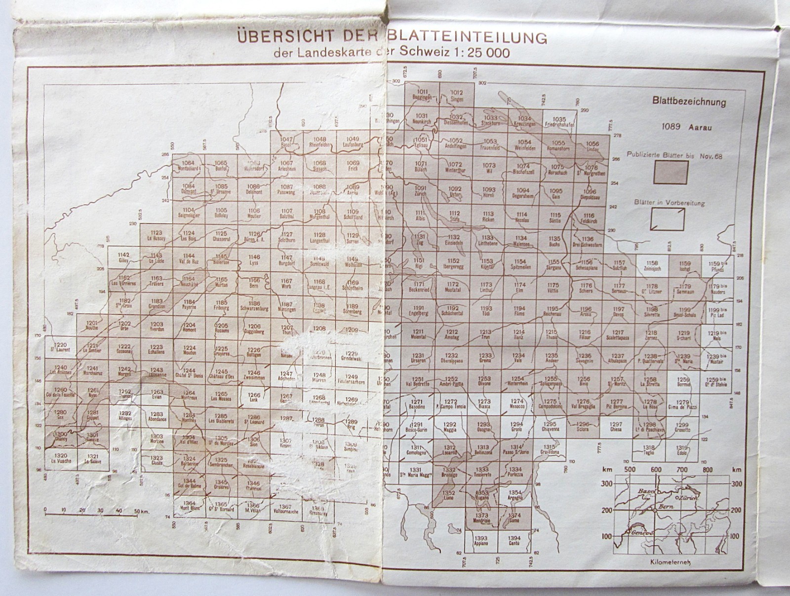 1968 1st Ed Randa Vintage Map 1328 Swiss Alps Climbing Weisshorn Glaciers 1960