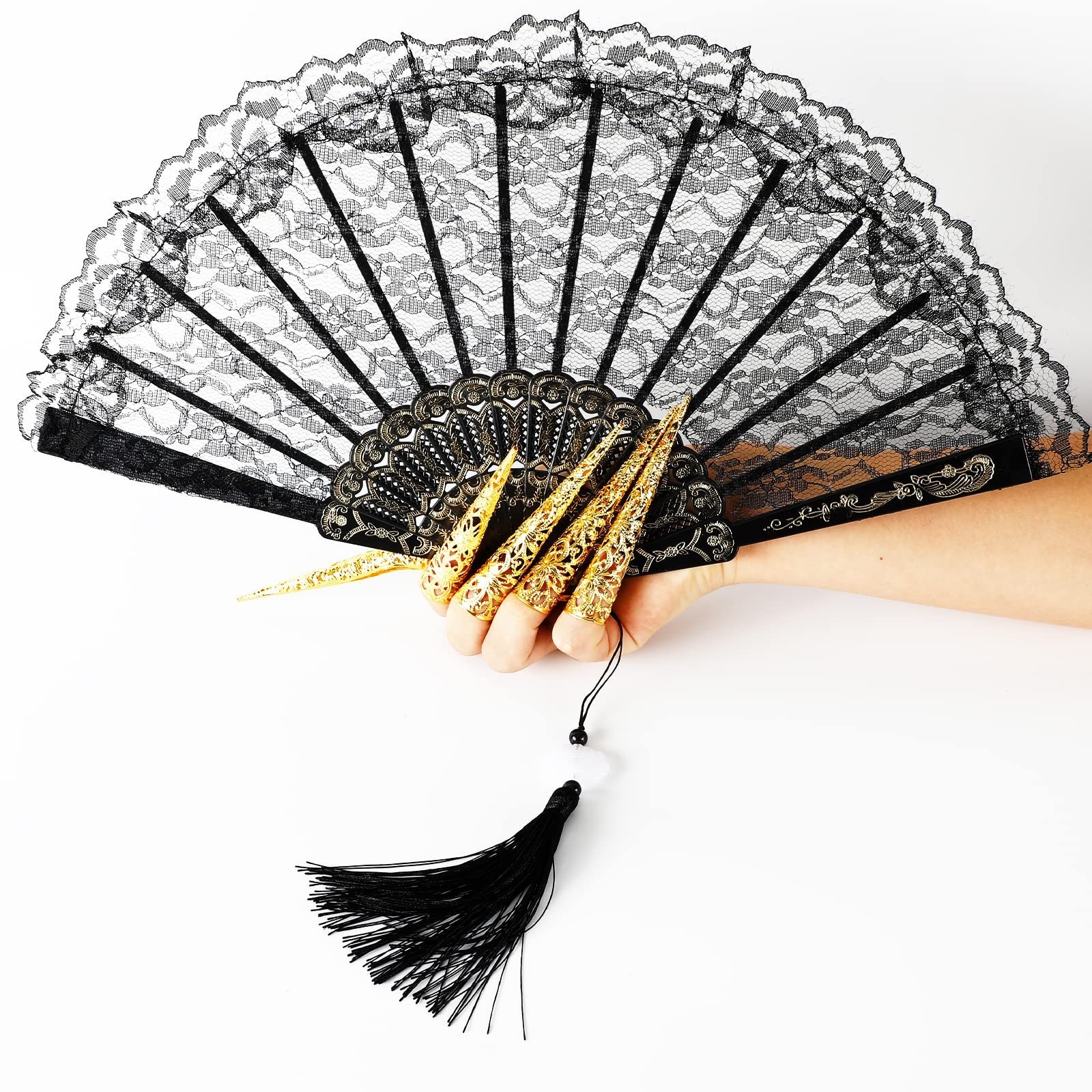 Foldable Lace Fan Handheld Chinese Vintage Style Hand Held Folding Fans for P…