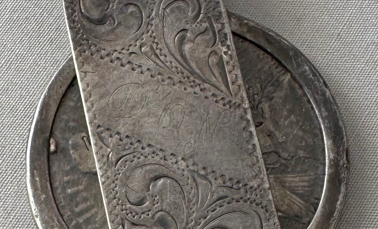1935 Peace Silver Dollar Sterling Silver Engraved Design Money Clip;A199