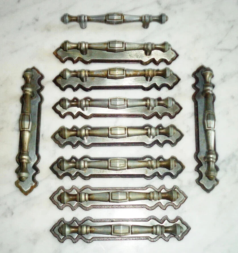 9 Grey Silver HYER 5 inch Cabinet Door Drawer Pull Handles with Back Plates