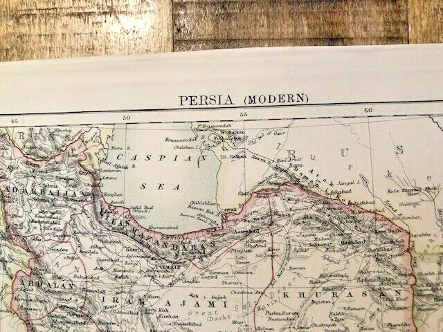 Antique Colored MAP -PERSIA (MODERN) – C 1875/Encyclopedia Britannica