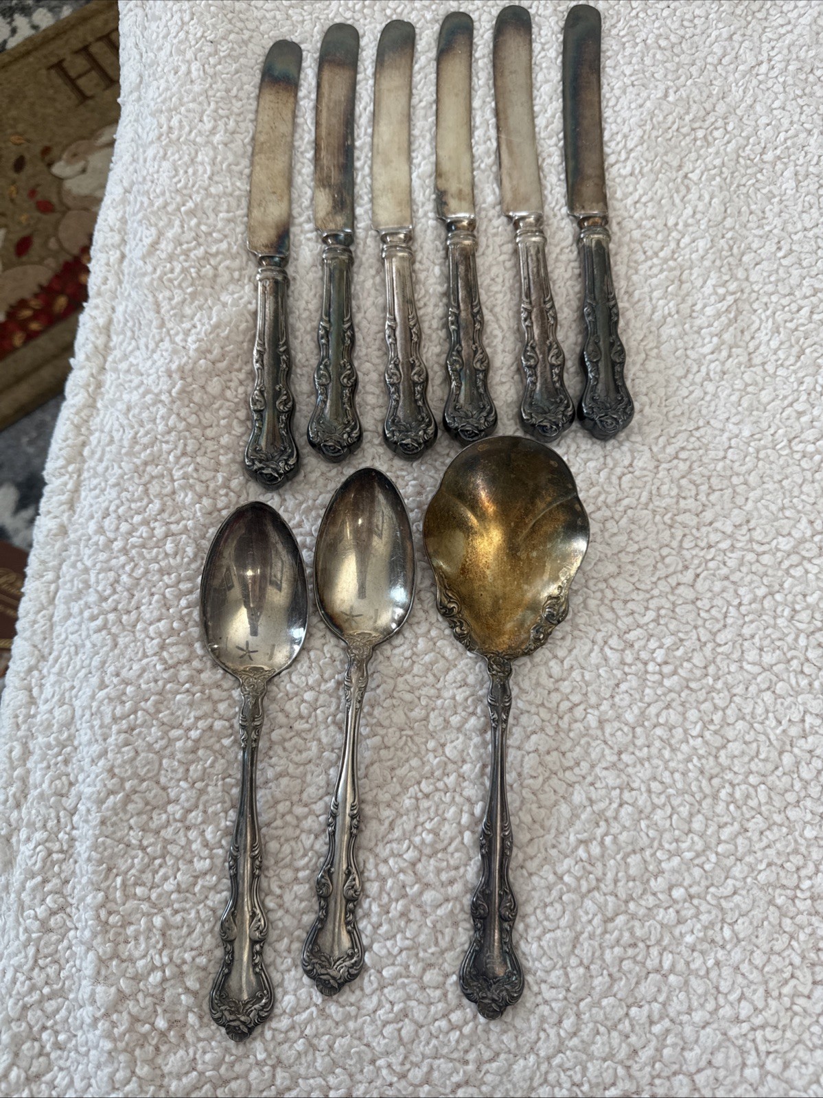 9 Holmes & Edward’s XIV Dinner Orient/Venice Pattern 1904 Silver plate