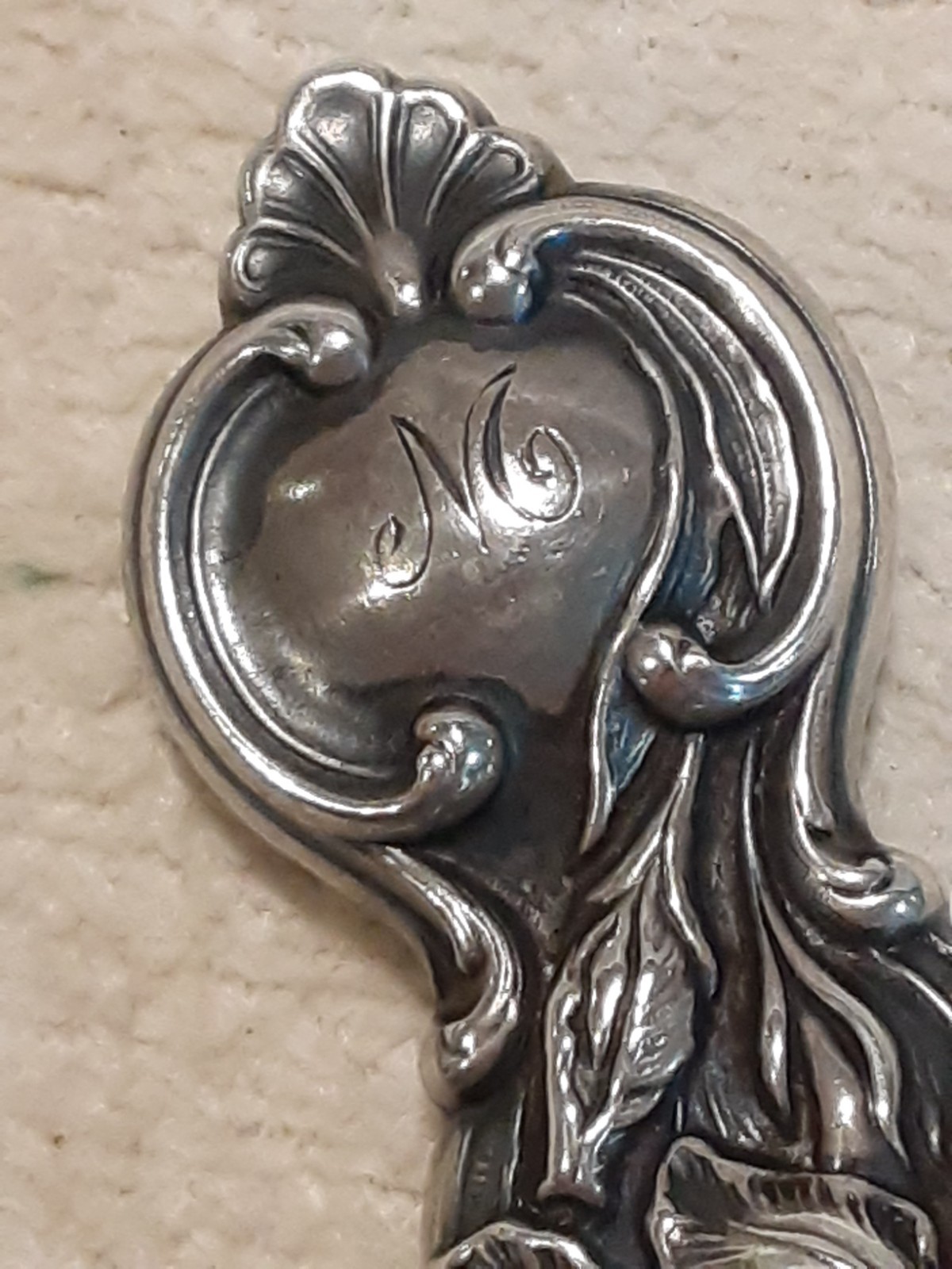 VTG BUTTON HOOK TOOL STERLING SILVER HANDLE 8″ Long MONOGRAM M 5.8 GRAMS TOTAL