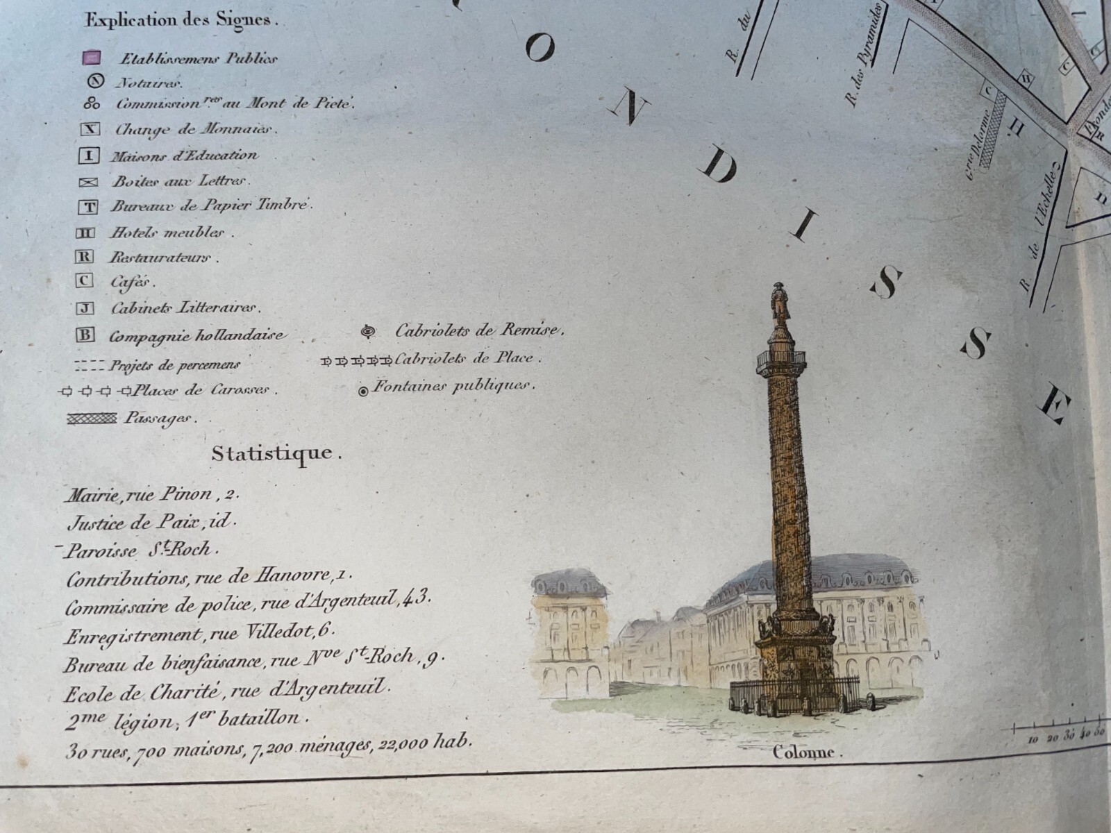 PARIS PALAIS ROYAL FRANCE 1834 LAGUILLERMIE/CASSINI ANTIQUE MAP