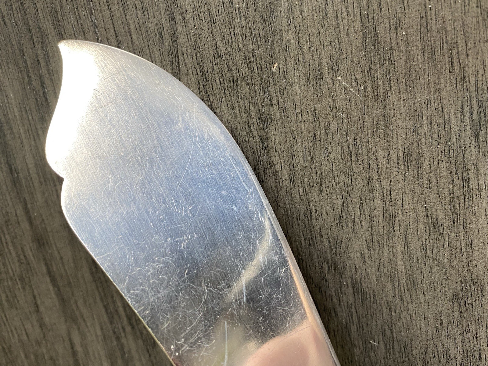 1894 Francis Charles? Sheffield Fish Knife Sterling Silver Ferrule Antler Blade