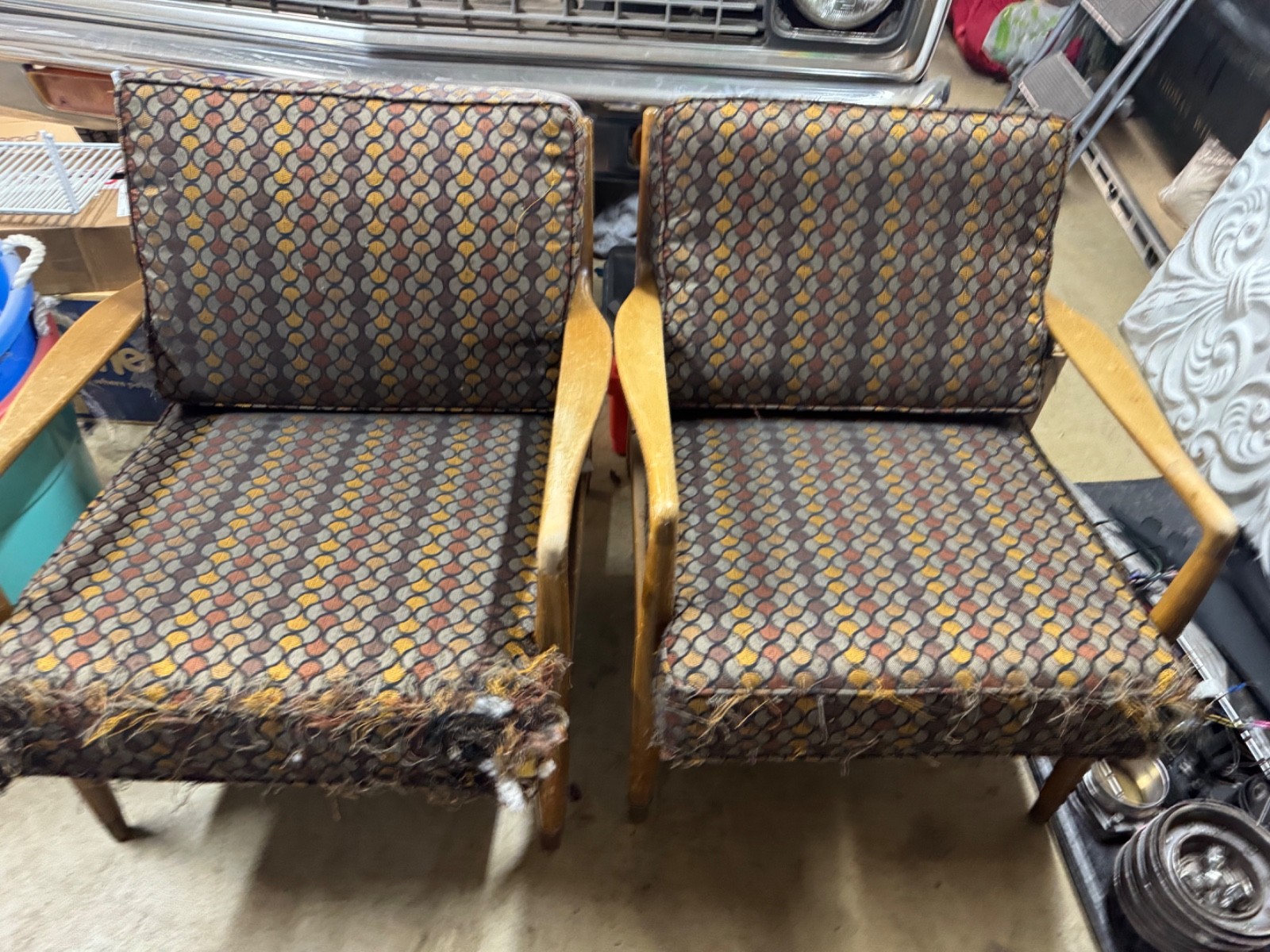 Pair of Vintage DUX Mid-Century Armchairs, original upholstery