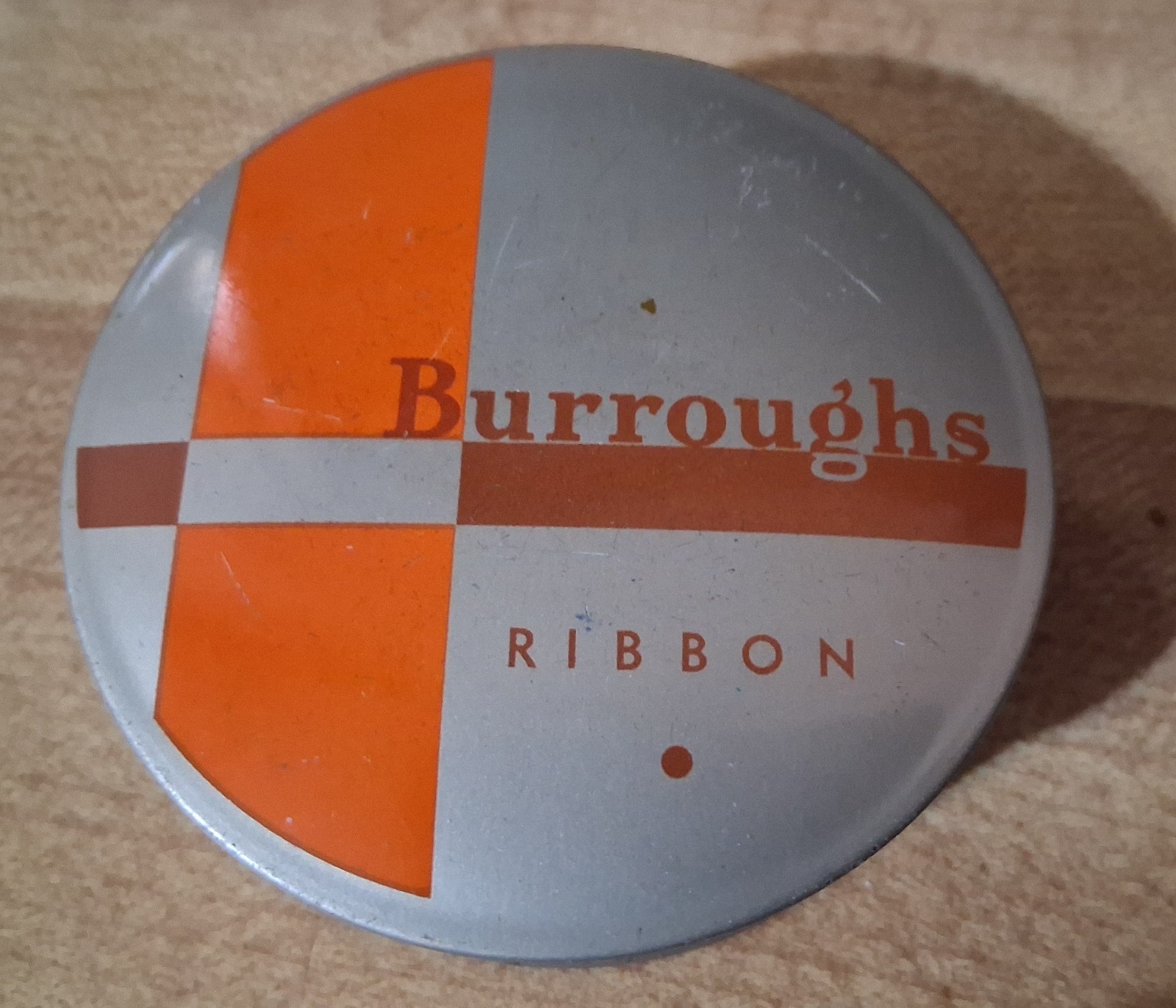 Empty Ribbon Container TIN Vtg Burroughs Typewriter Machine Trinket Office Desk