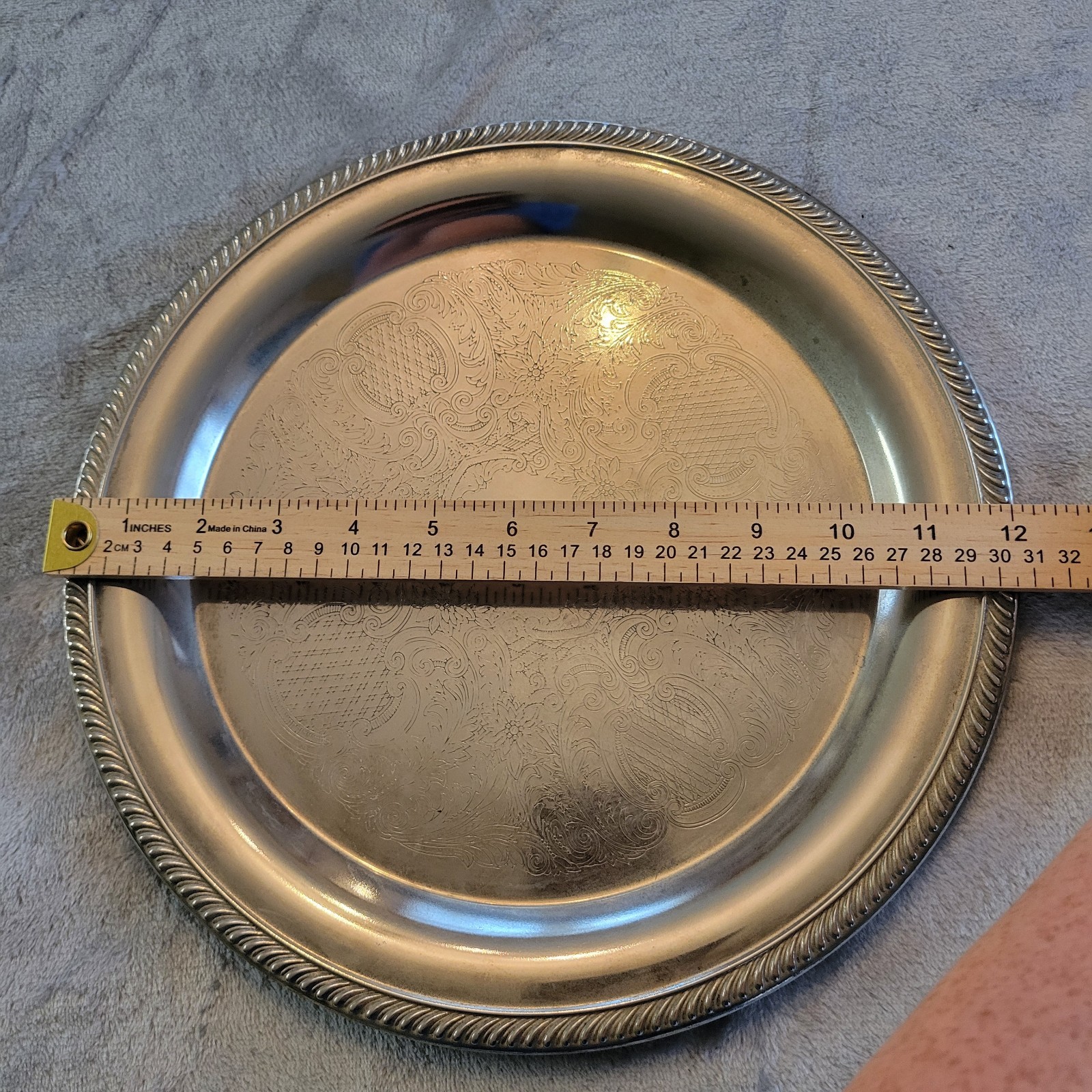 International Silver Co Vtg Silverplate Serving Tray Scroll Design Cottagecore