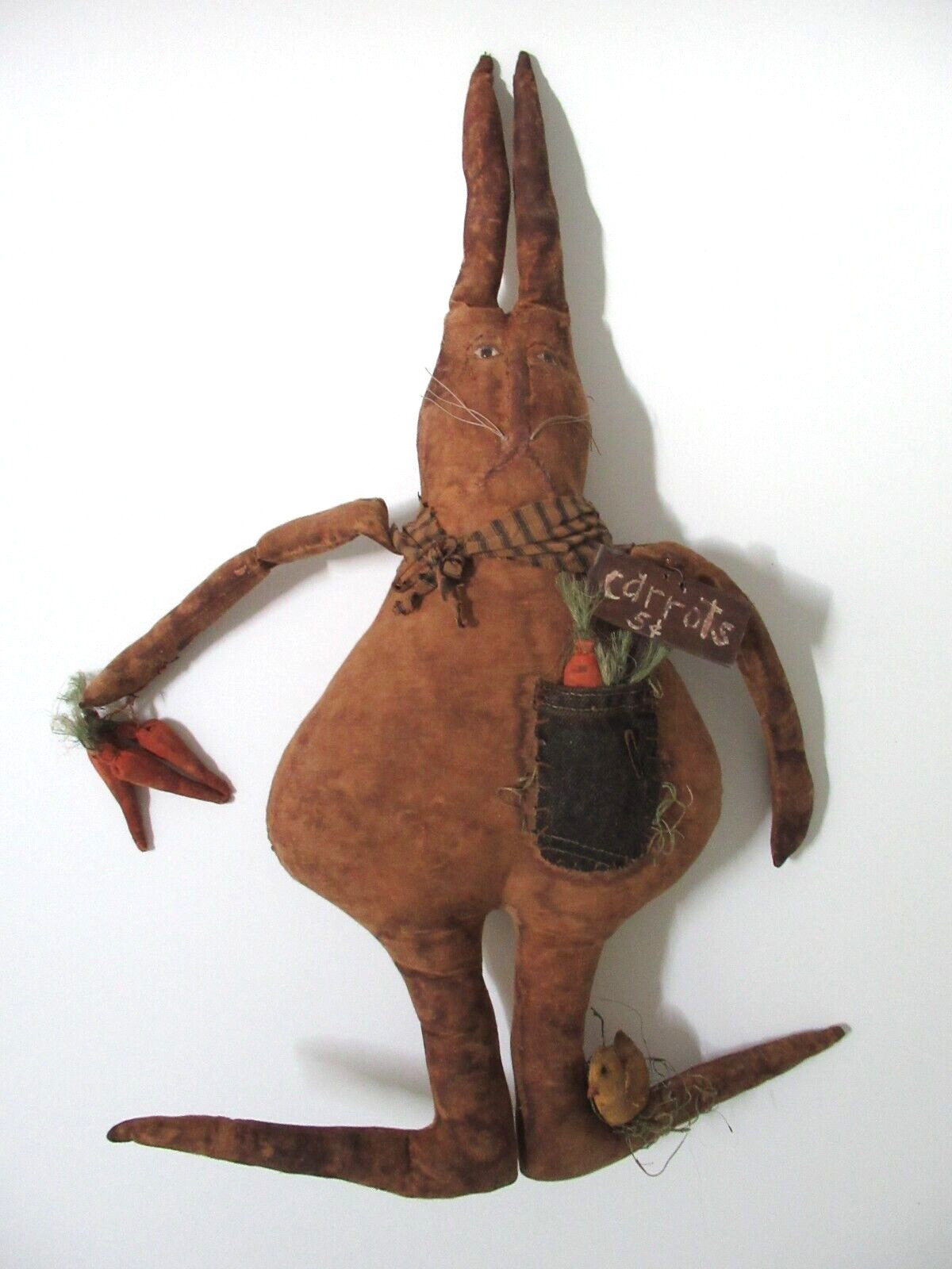 POND CREEK PRIMITIVES BUNNY RABBIT 21″ rag doll artist made signed 2006