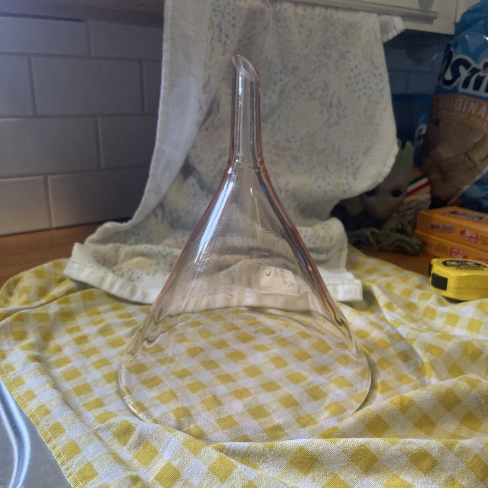Vintage Pink Depression Glass Funnel Large Apothecary Lab