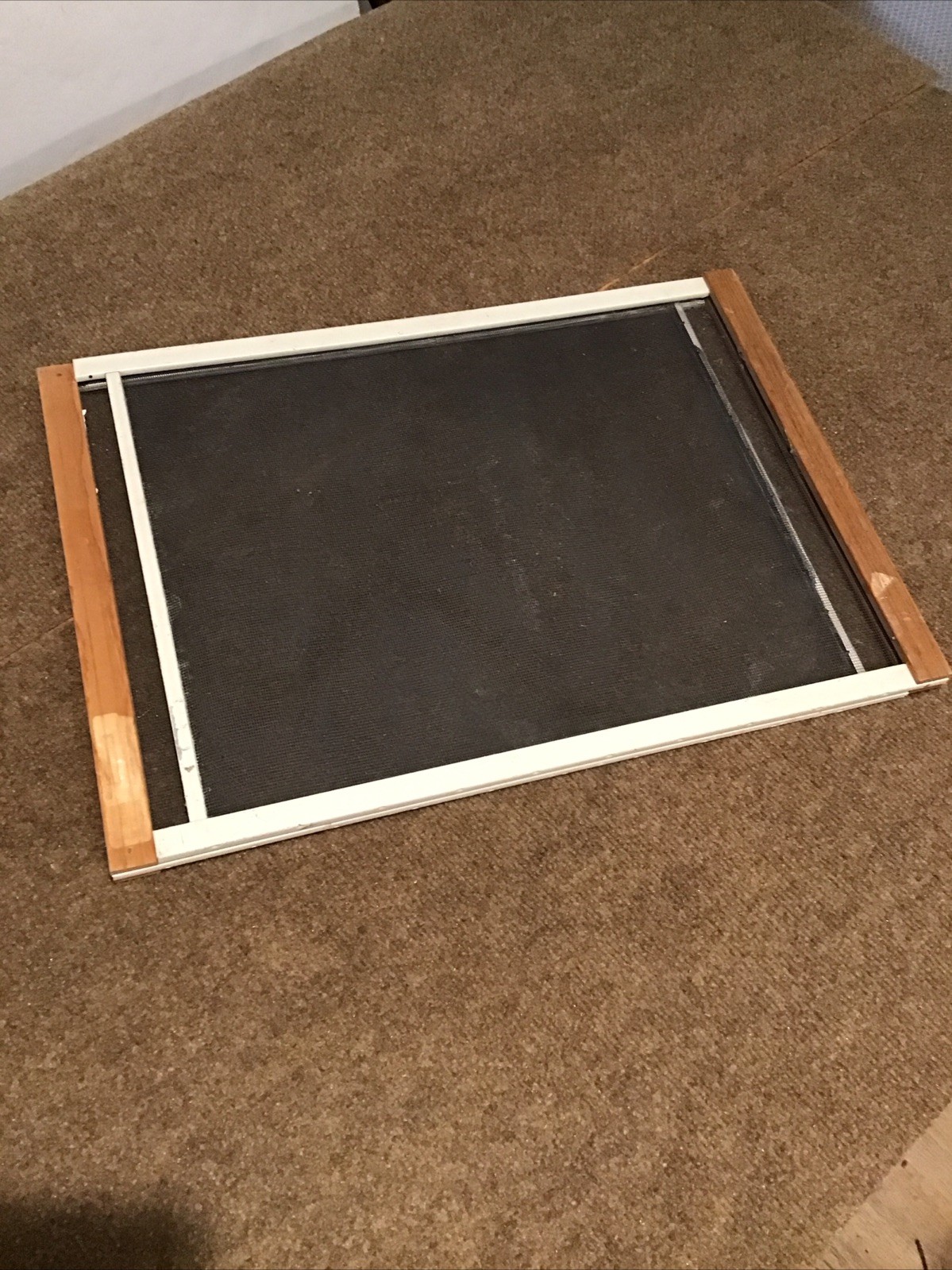 Vintage Window Screen Wood Aluminum Frame Expandable Slides to Adjust to Window