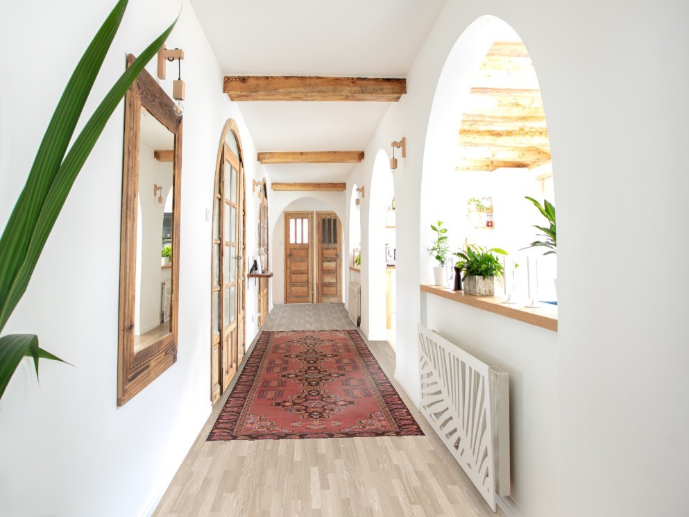 Geometric 13 ft Runner Rug 3×13 Wool Handmade Traditional Hallway Carpet