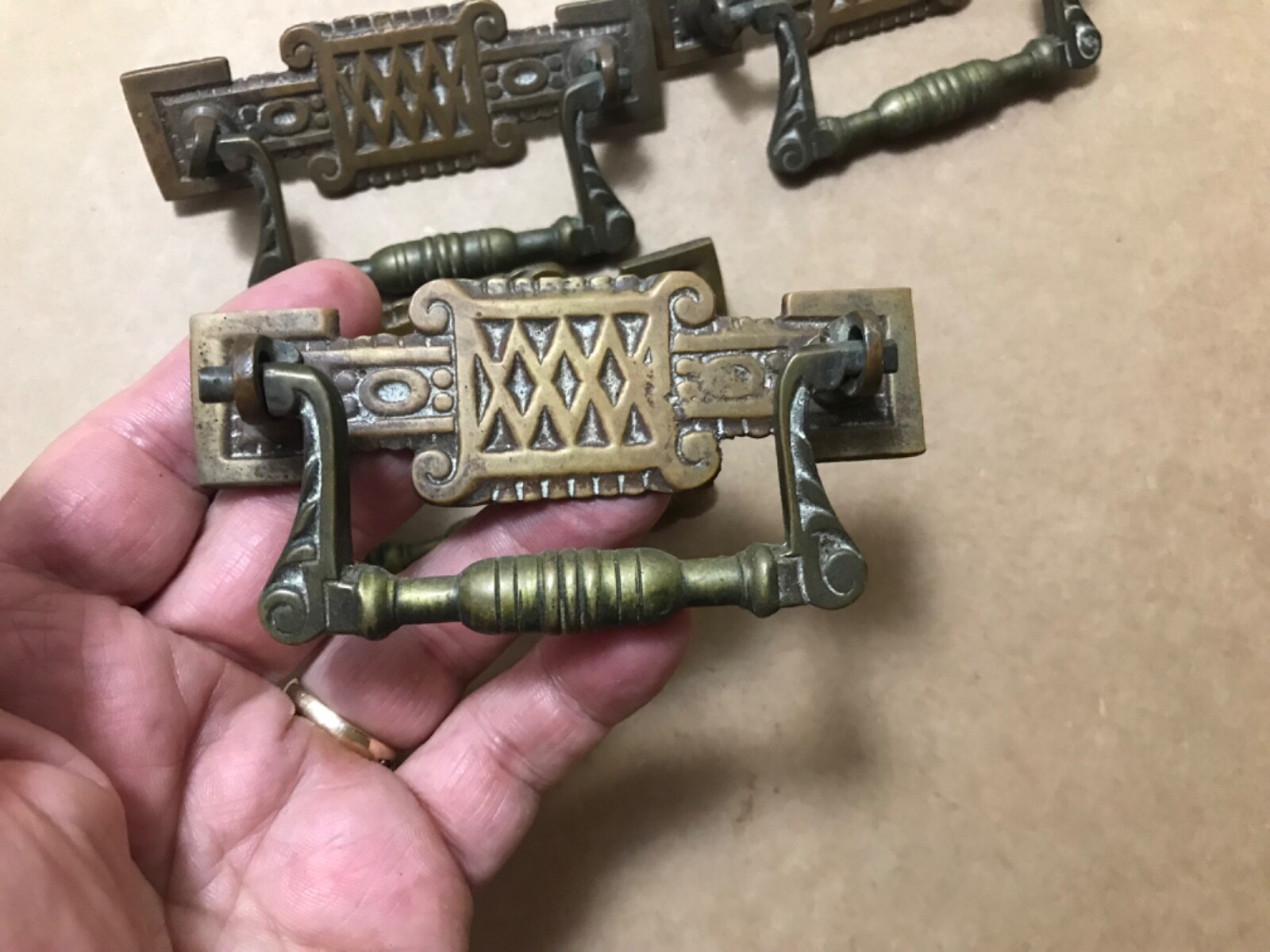 Amazing RARE VICTORIAN BRONZE CRAFTSMAN” HANDLES EASTLAKE: PER PIECE x1
