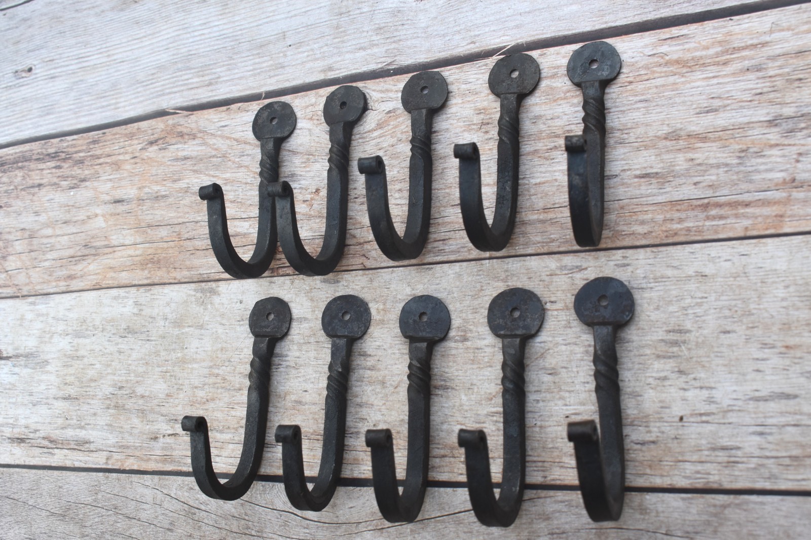 Vintage handforged iron Hooks coat bath robe hanger library school hook 10 pcs