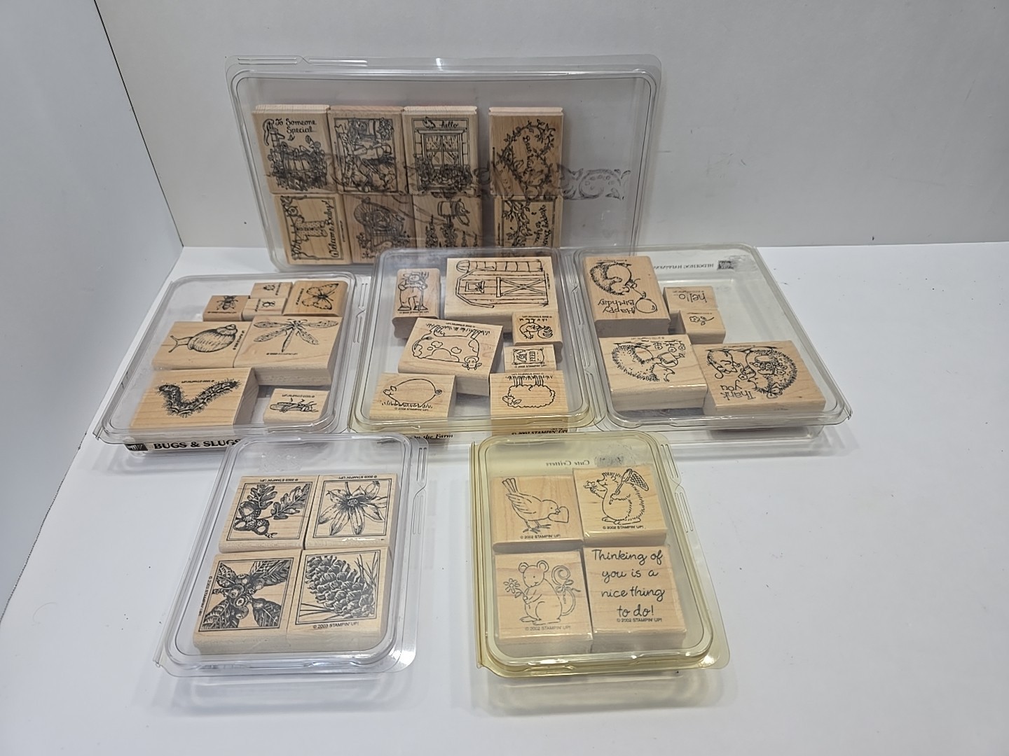6 Sets of Stampin Up Stamps Feathered Friends On the Farm Bugs Nature Hedgehog