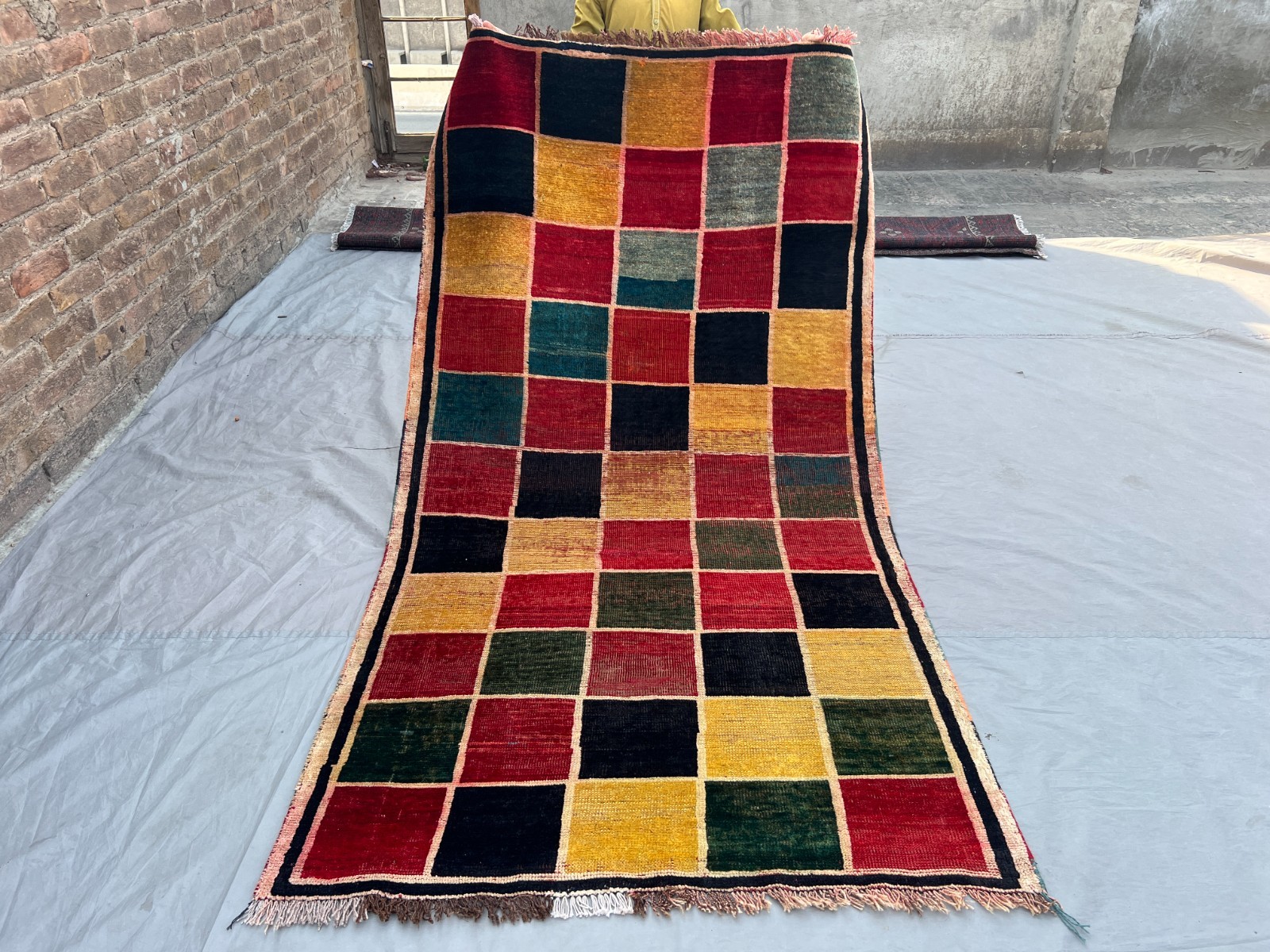 Vintage Moroccan Hand-Knotted Rug | 3’7″ x 6’9″ Soft, Rare Geometric Pattern Rug