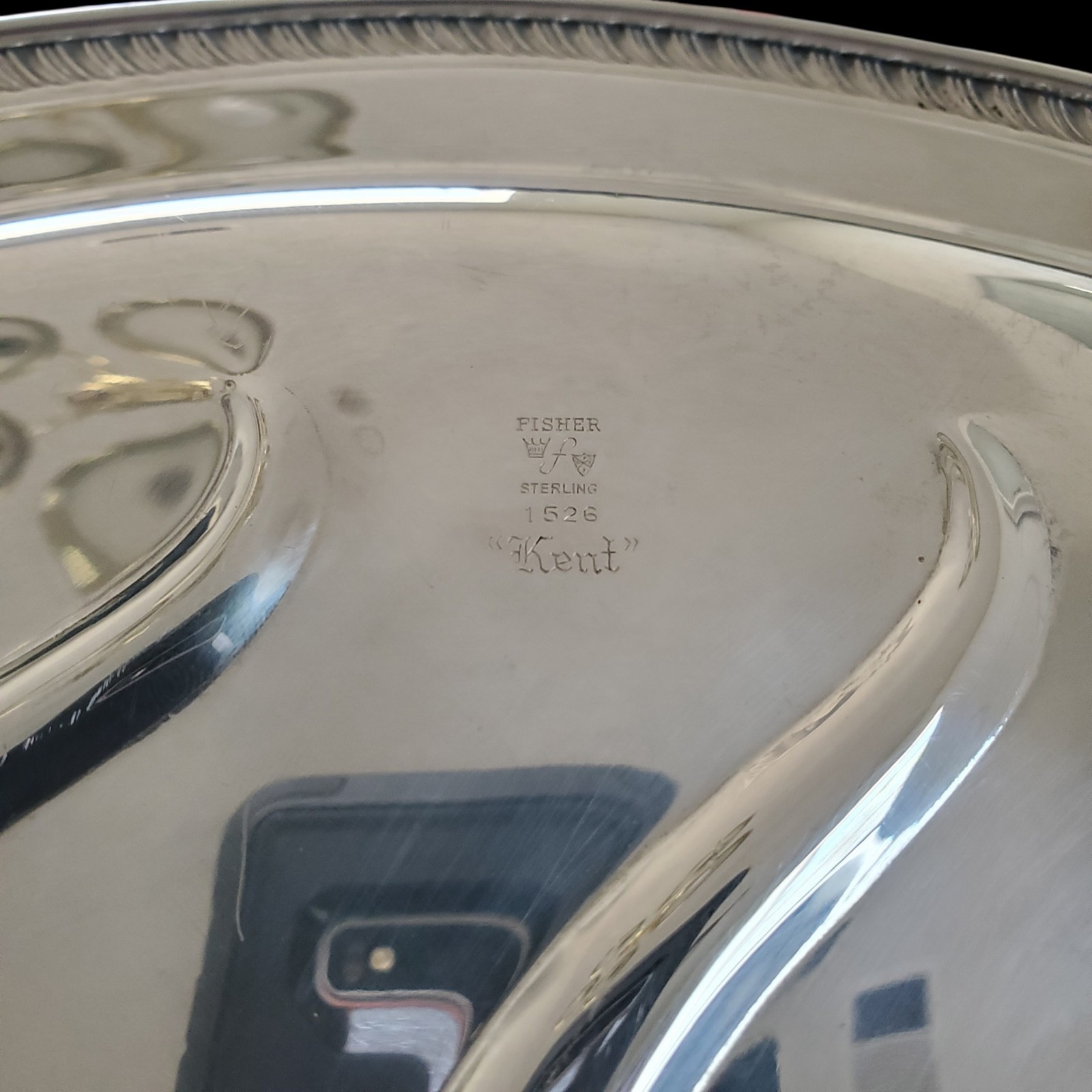 Sterling Silver Meat Serving Platter By Fisher Sterling 1526 “Kent” 875 Grams
