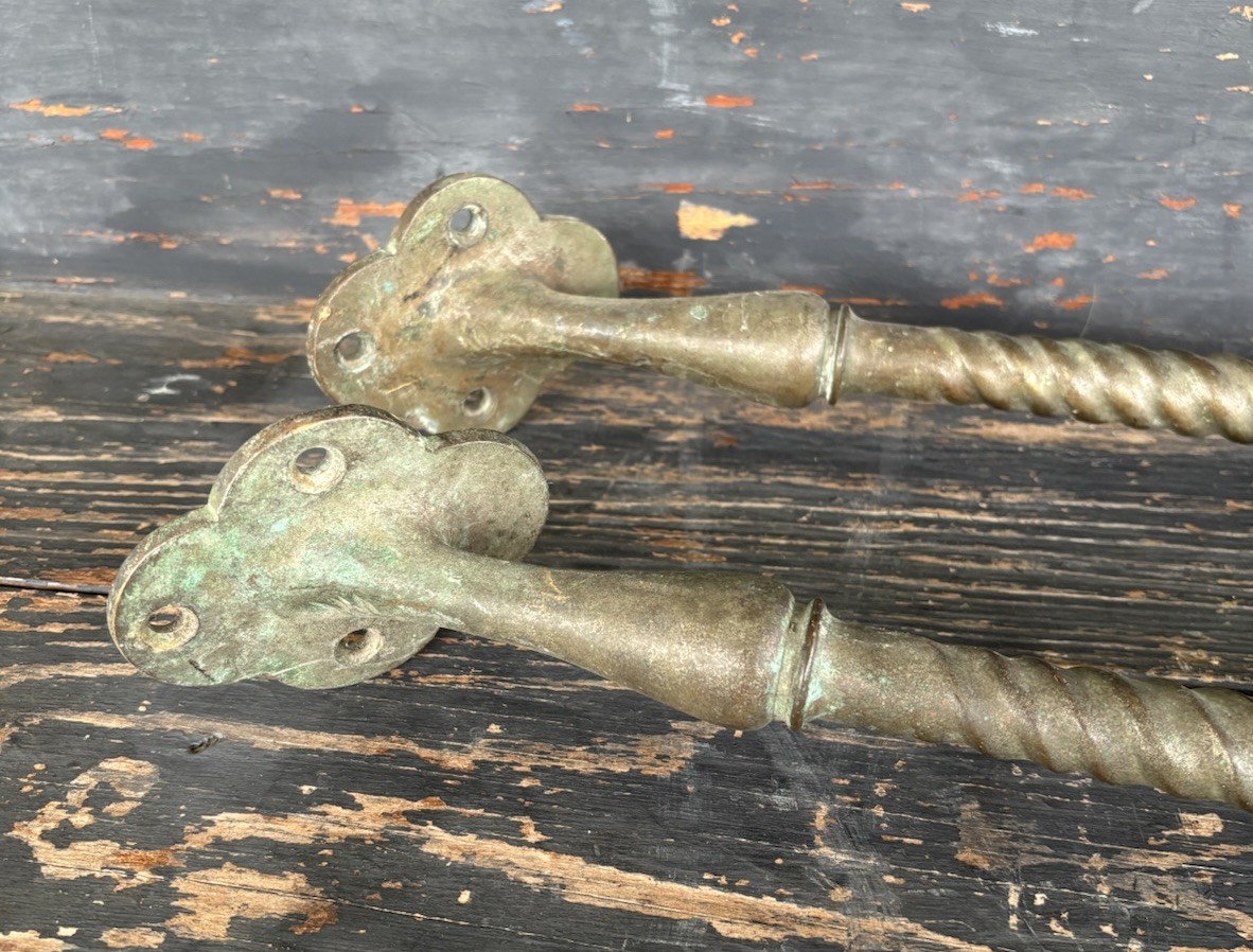 Antique Art Deco Hand Rails Beautiful Patina Spiral Hand Hold