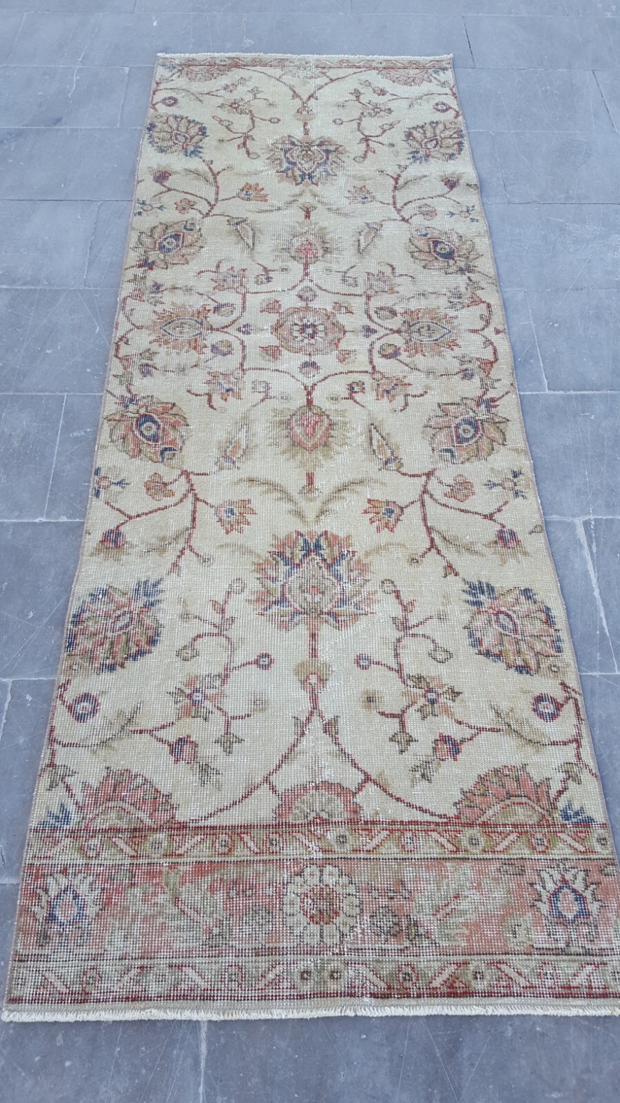 2.5×7 ft Vintage Turkish Runner Rug Wool Anatolian Handmade Hallway Oushak d
