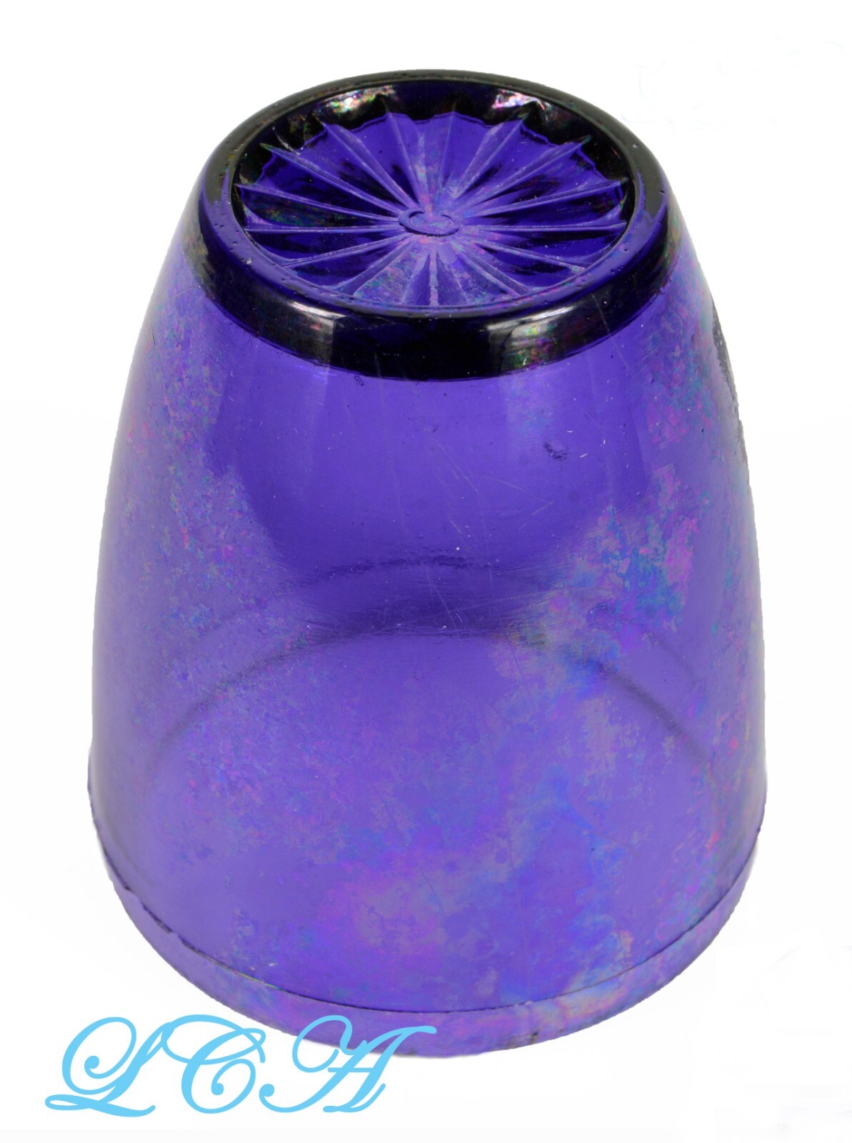 ANTIQUE purple Star Burst DRINKING GLASS dug w/OLD bottles blown-glass BIM 1880s