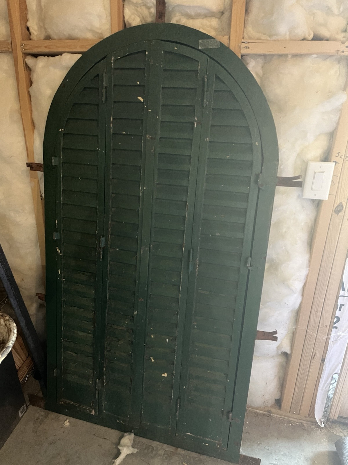 Large Antique Metal European Metal Shutter Arched Very Heavy