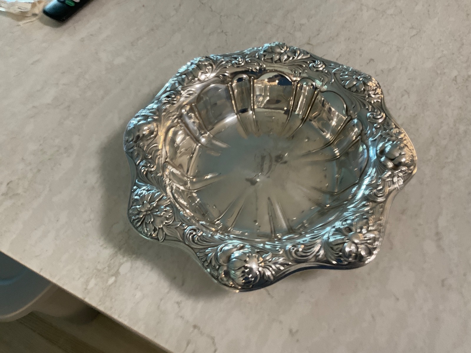 Gorham Sterling Silver Repoussé Bowl 9.5″ – Floral –mono – c1899 264gm wt