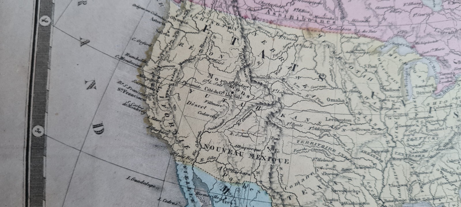 Antique (1862) French map – North America pre-Alaska purchase – Ansart