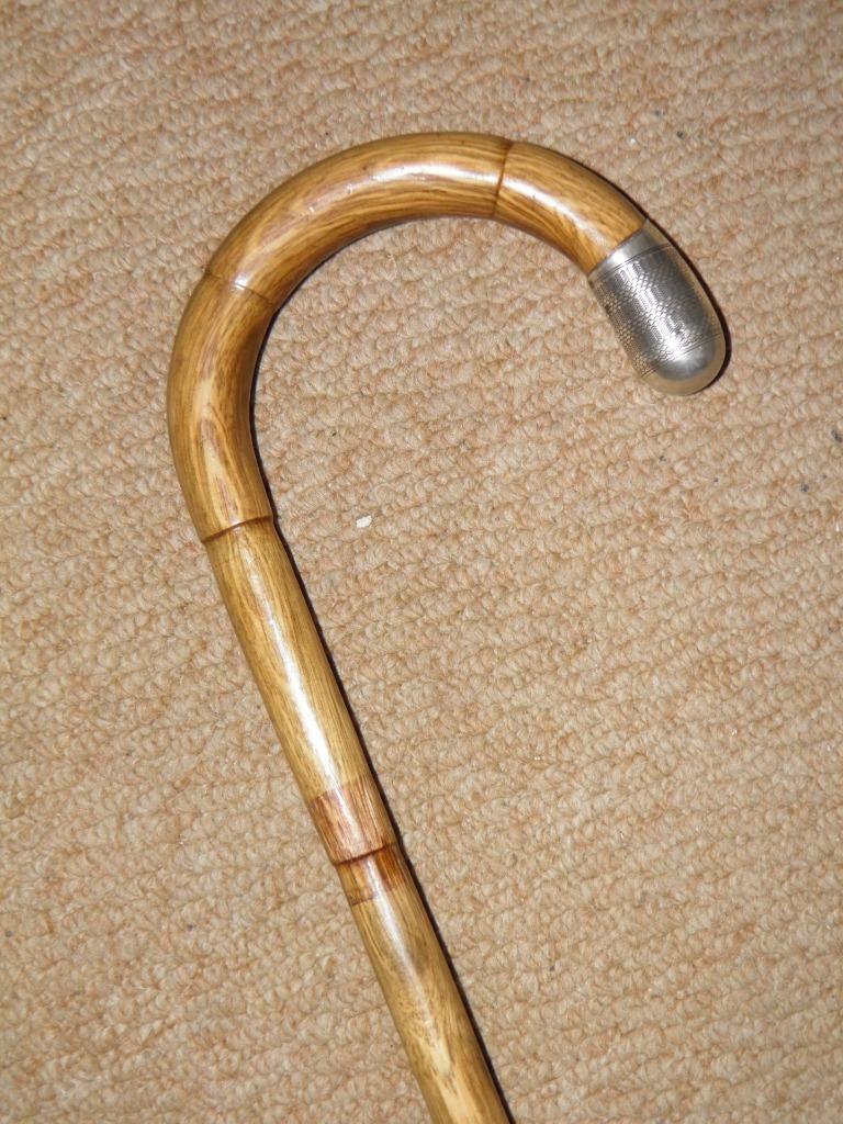 Antique Walking Stick/Cane W/ Crook Handle & H/m 1923 Silver Crown – 86cm