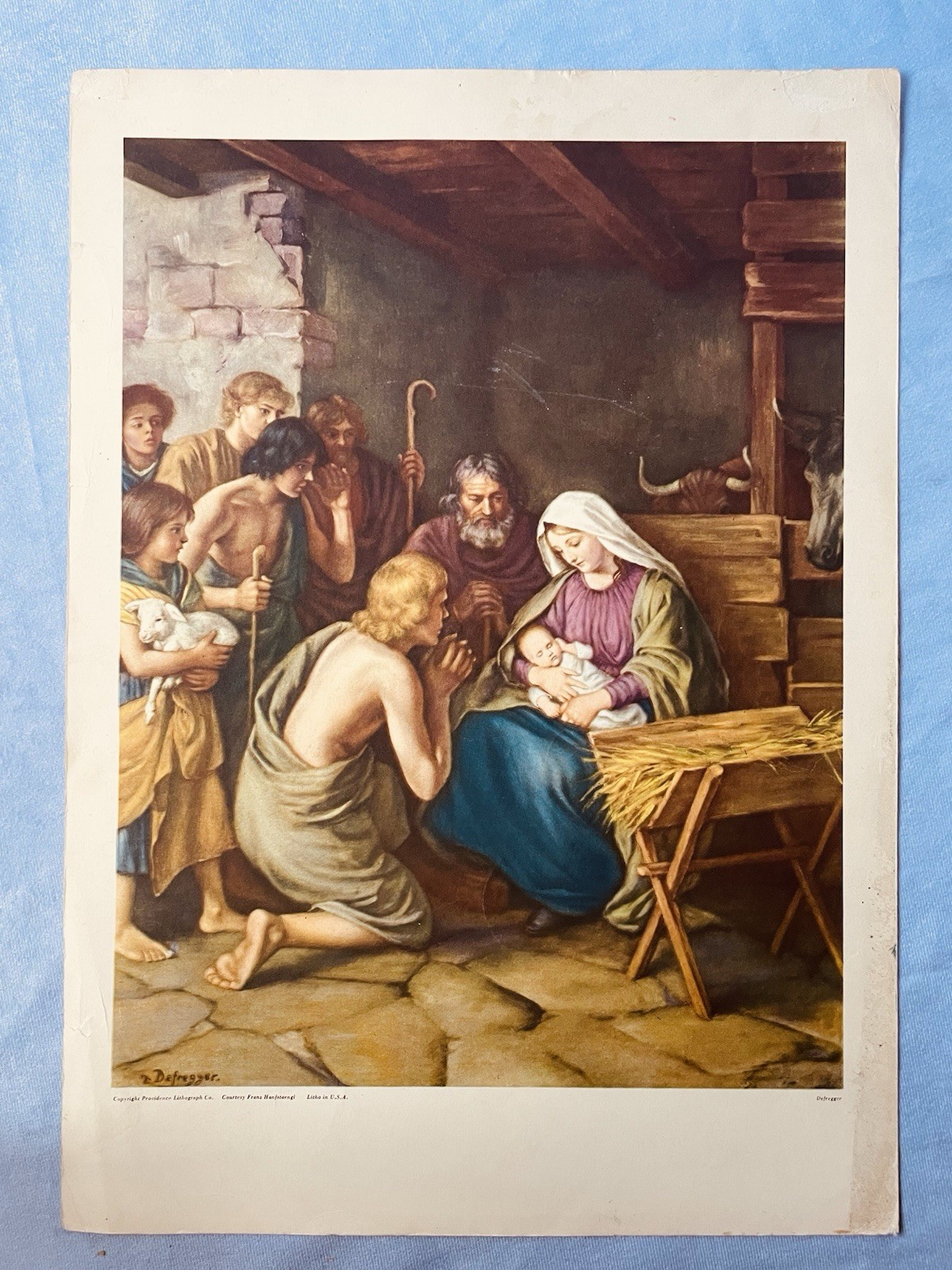 1960s Sunday School Poster THE SHEPHERDS’ VISIT 12×17 RELIGIOUS ART JESUS LITHO