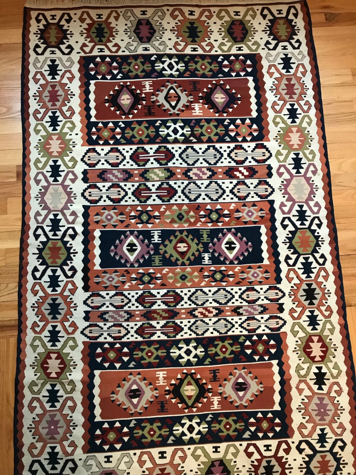 Wool Kilim Rug Handmade, Area Rug 3′ 6″x 5′ 9″ Kelim Rug 42″x69″