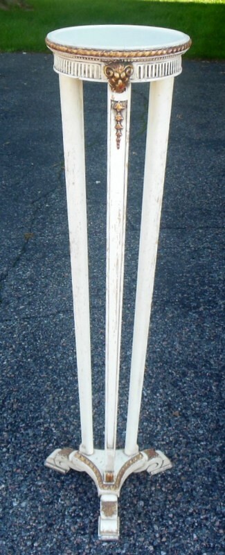 Vtg RAMS HEAD PEDESTAL PLANTER MID CENTURY REGENCY White Gold Italian French