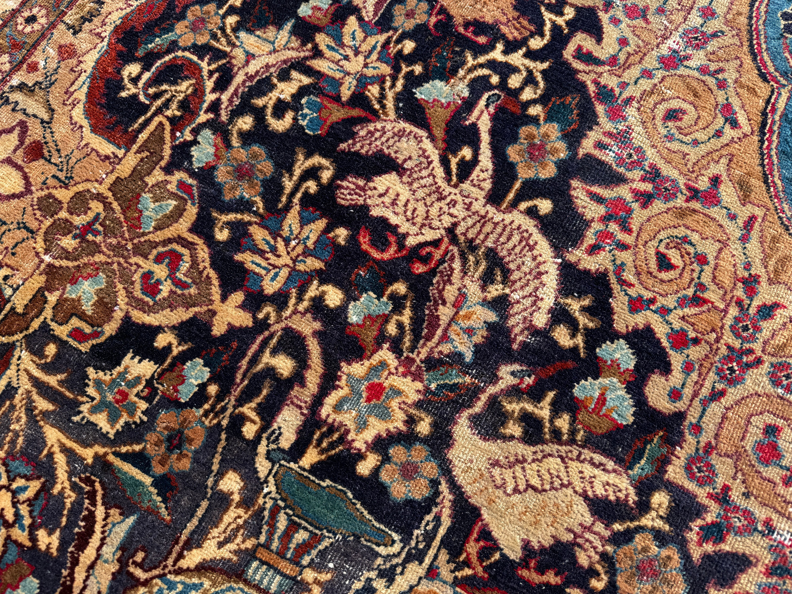 9×12 BLUE RUG ANTIQUE ORIENTAL HANDMADE 10×13 HAND-KNOTTED colorful vintage real