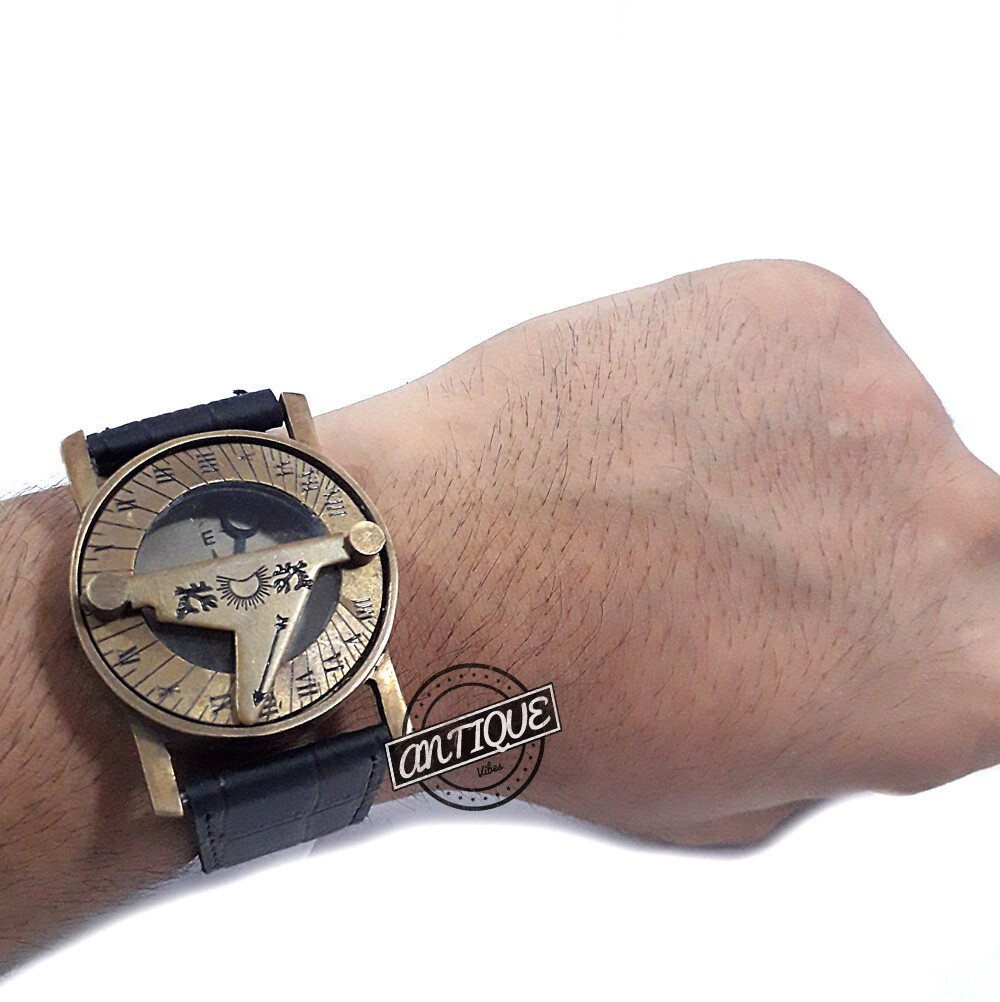 Wrist Watches For Men/Women Girl/Boy Brass Sundial Clock Compass Traveler Gifts.