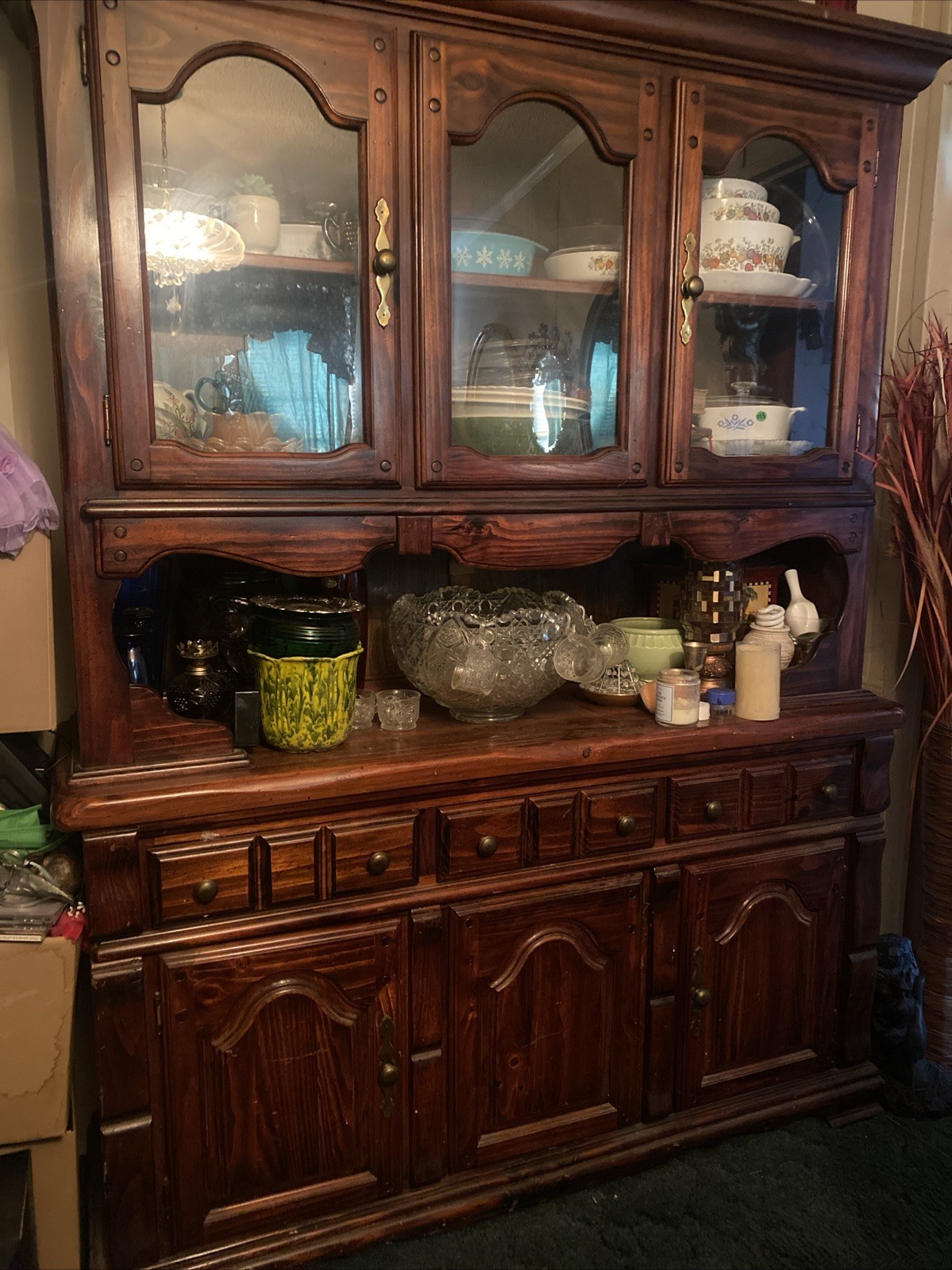 Triple Hutch Yellow Pine Canadian Cabinet