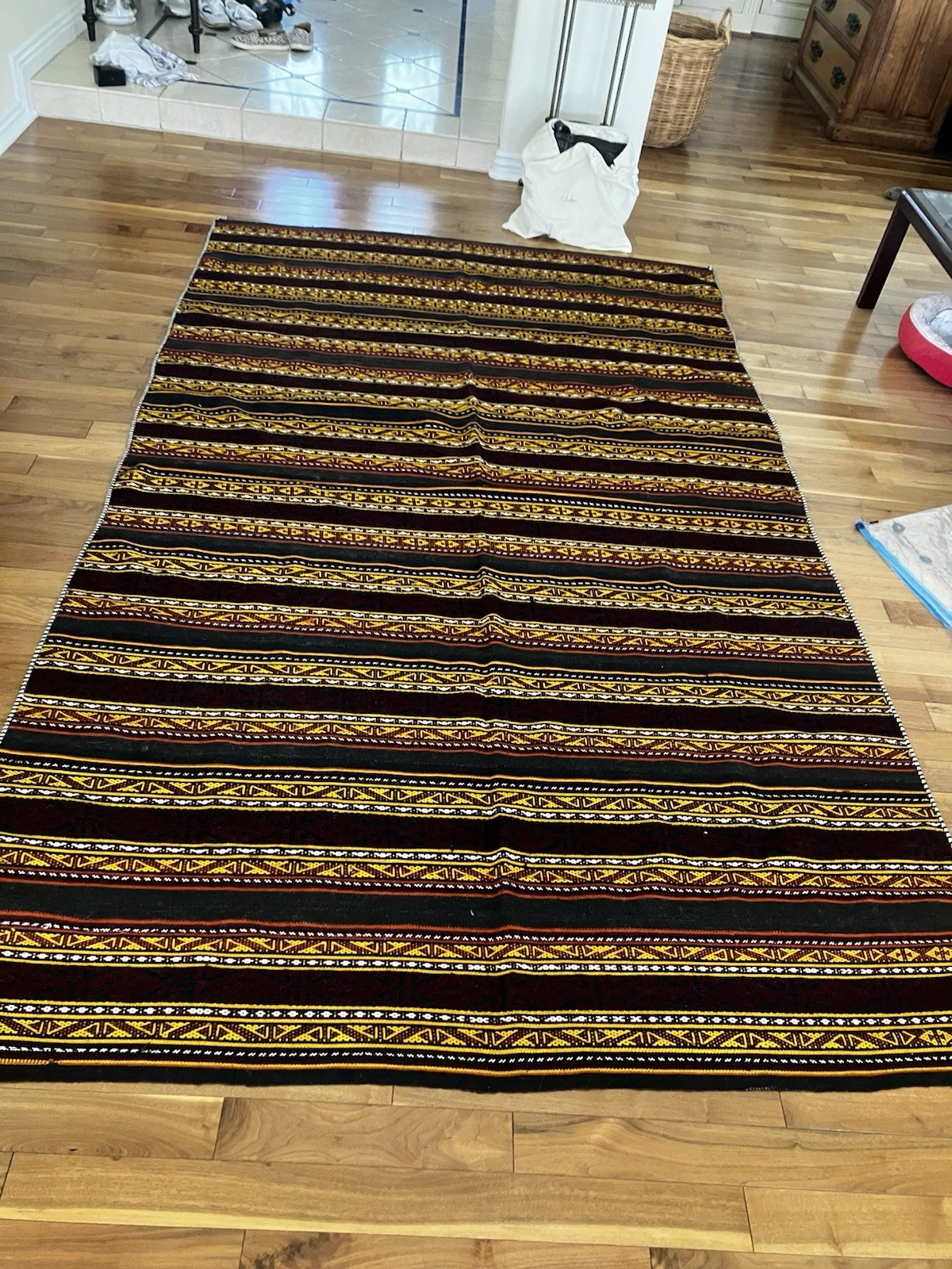 Vintage Handmade Tribal Afghan Kilim Rug, 5.75 X 9.75 Ft, Dyed Wool