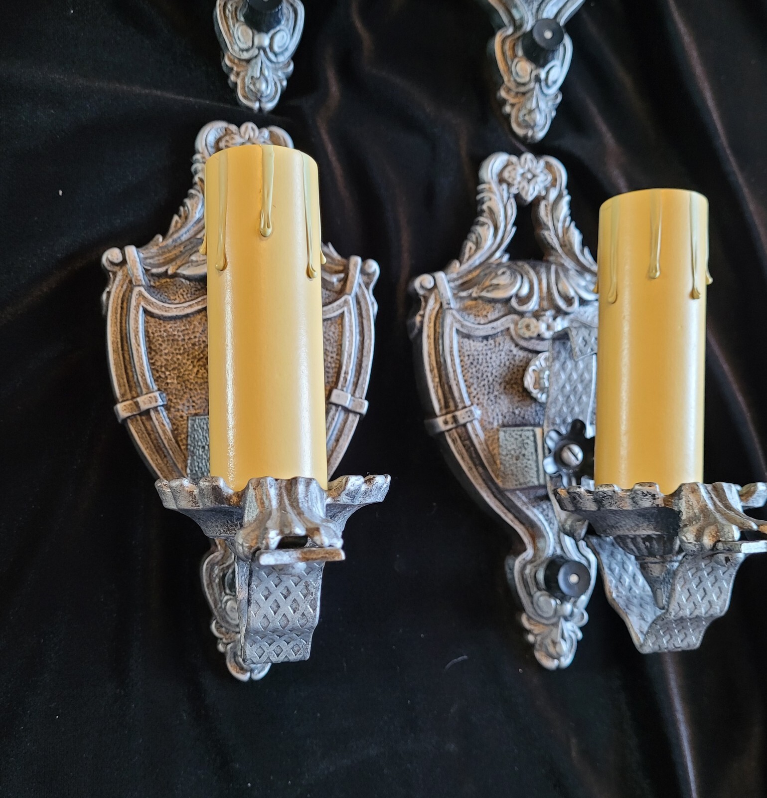 Pair Unique 1-light Sconce – 2 pair available – Cast Iron in Aged Nickel