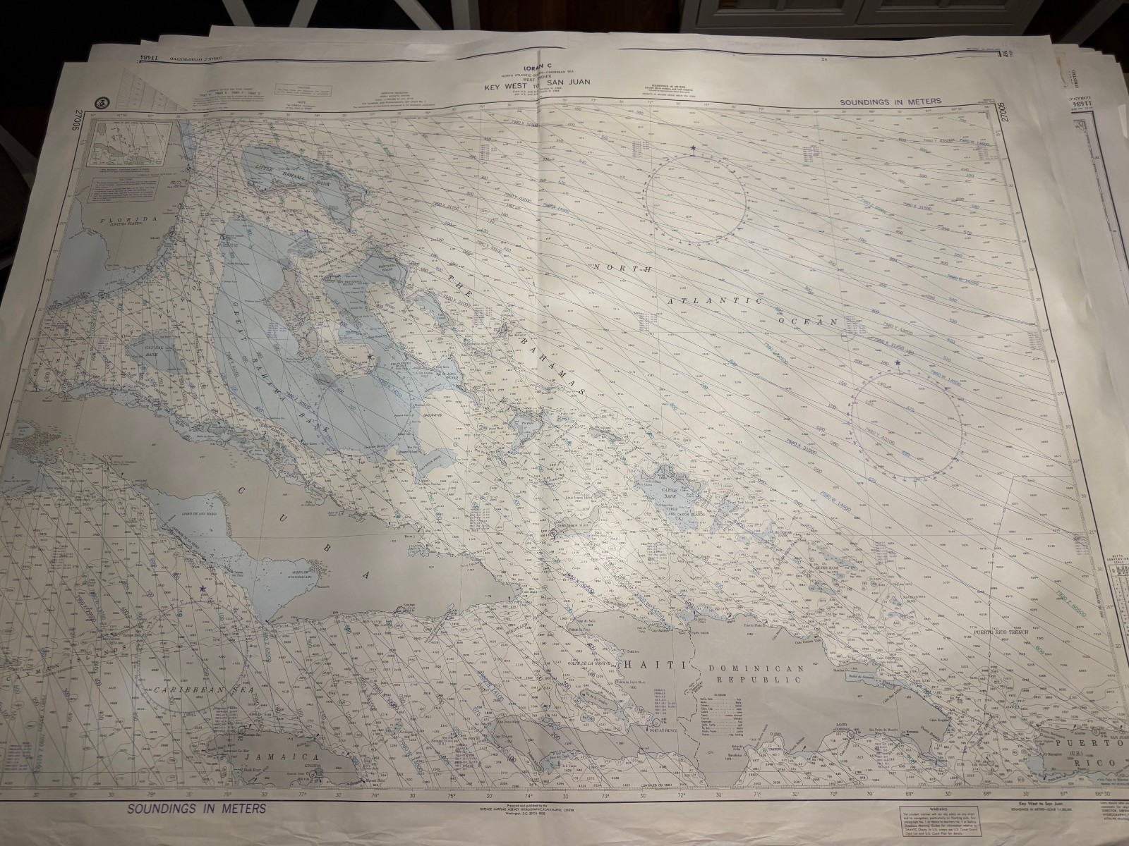 (15) US FLORIDA Large Vintage Ship Used Nautical Maps BERMUDA TRIANGLE